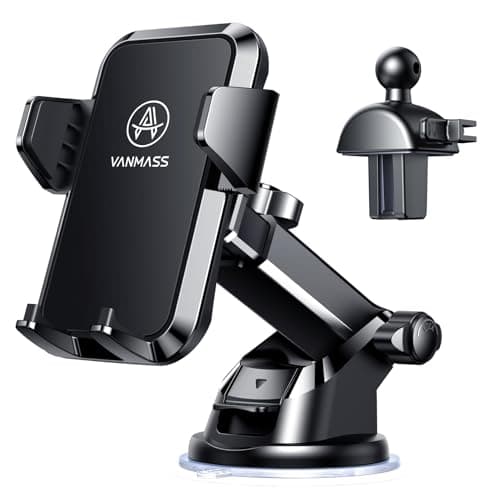 [True Anti-Vibration] Car Phone Holder VANMASS【2025 Ultimate Military-Grade Upgraded】Suction Cell Mount Truck Stand Cradle for Dashboard Windshield Vent for iPhone 16 Pro Max 15 14 13 Samsung Android - Image 1
