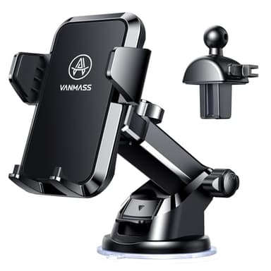 [True Anti-Vibration] Car Phone Holder VANMASS【2025 Ultimate Military-Grade Upgraded】Suction Cell Mount Truck Stand Cradle for Dashboard Windshield Vent for iPhone 16 Pro Max 15 14 13 Samsung Android - Image 1