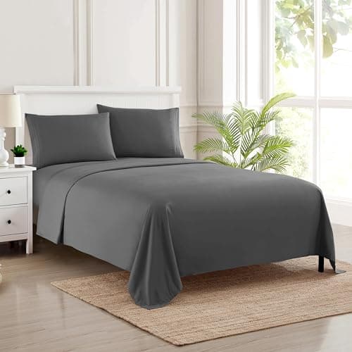 King Size Sheets - Breathable Luxury Bed Sheets with Full Elastic & Secure Corner Straps Built In - 1800 Supreme Collection Extra Soft Deep Pocket Bedding, Sheet Set, EXTRA DEEP pocket - King, Gray - Image 1