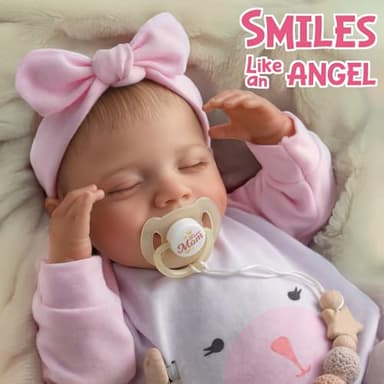 BABESIDE Silicone Baby Doll - 20-Inch Lifelike Reborn Baby Dolls Sweet Smile Realistic-Newborn Real Life Sleeping Girl with Toy Accessories Gift Set for Kids - Image 7