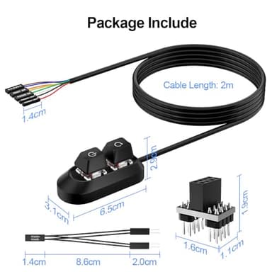 PC Power Button, Desktop Switch Splitter ON Off Reset SW HDD LED PC External Power Supply Button for Computer Motherboard - Image 6
