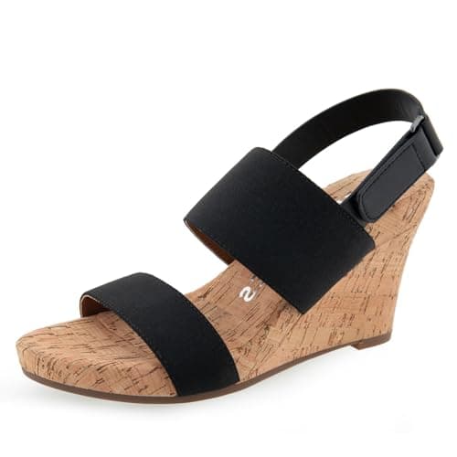 Aerosoles Women's Phoenix Wedge Sandal, Black Elastic, 9.5 - Image 1