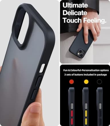TORRAS Upgraded Shockproof for iPhone 14 Case [12FT Military Drop Protection][Sleek Premium Touch] Translucent Back & Soft Edge Slim Silicone Cover, Frosted Black - Image 5