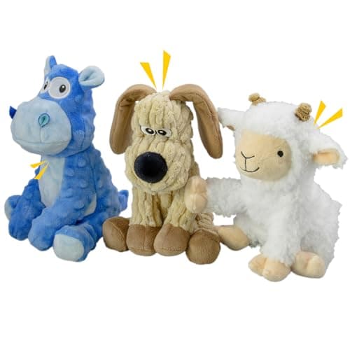 MeetYooo 3Pack Squeaky Stuffed Dog Toys- Indoor&Outdoor Playing Toys for Large to Small, Durable Plush Toys to Keep Them Busy- Animal Shape Crinkle Toy - Image 1