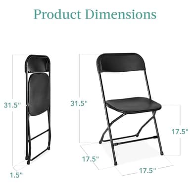 Best Choice Products Set of 10 Plastic Folding Chairs, Portable Stacking Indoor Outdoor Seating for Home, Yard, Garden, Parties, Events w/Non-Slip Feet, 350lb Weight Capacity - Black - Image 3
