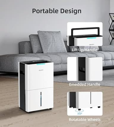 Aiusevo 5000 Sq. Ft Dehumidifier, Max 52 Pint/Day Dehumidifiers for Home with Drain Hose, 3 Modes, Child Lock, 24H Timer, Auto Defrost, for Basement, Bedroom, Rv, Large Room, Closet, Garage - Image 7