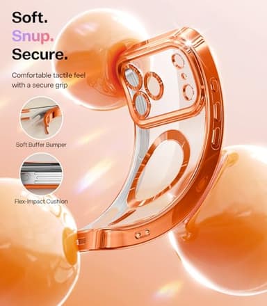 Meifigno Designed for iPhone 17 Pro Max Case 6.9", [Glitter Card & Wrist Strap] [Compatible with MagSafe] [2X HD Screen Protectors] Surround Raised Lens Protection for 17 ProMax Case, Cosmic Orange - Image 7