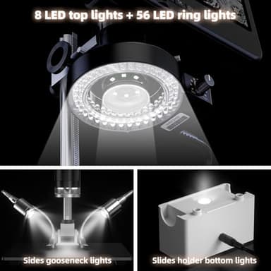 LINKMICRO 4K 30FPS 10.1'' HDMI Digital Microscope with Screen for Soldering LM208S, 3840P UHD Video Audio, 1500X 4K Coins Microscope Camera for Adults, 56 LED Ring Light, Full Coin View, PC View, 64G - Image 5