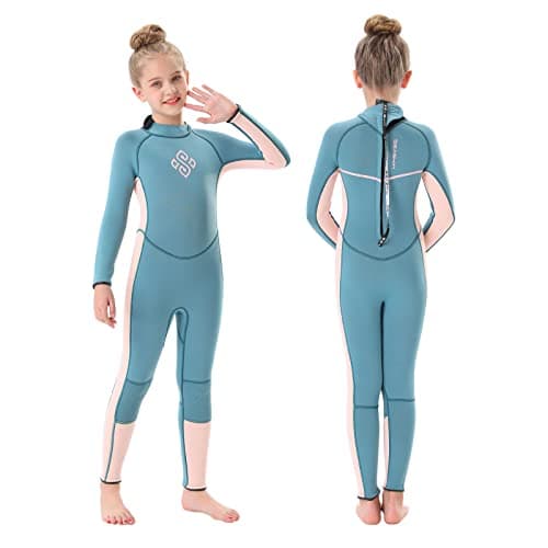 Seaskin Kids Wetsuit for Girls Toddlers, 3mm Back Zip Full Wetsuit, Neoprene Thermal Swimsuits for Diving Surfing Swim Lessons Size 14 - Image 1