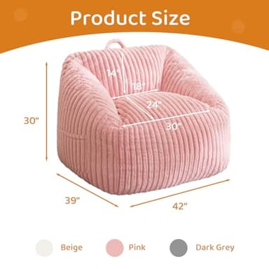 BYBYME Giant Bean Bag Chair for Adults and Kids, Large Comfy Cozy Beanbag, Floor Sofa for Teens, Living Room, Gaming, Reading, Pink - Image 2