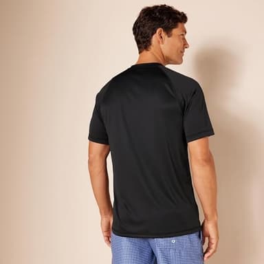 Amazon Essentials Men's Slim-Fit Short-Sleeve Quick-Dry UPF 50 Swim Tee, Black, Small - Image 3