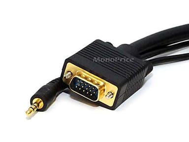 Monoprice Super VGA Cable - 50 Feet - HD15 Male/Male with Stereo Audio and Triple Shielding (Gold Plated) - Image 2