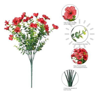 Ivydale Artificial Faux Flower Plants for Outdoor Outside Spring Summer Decoration, Faux Silk UV Resistant Look Real Colorful Daisy Bundles for Planter Front Door Porch Patio Window Box - Image 3