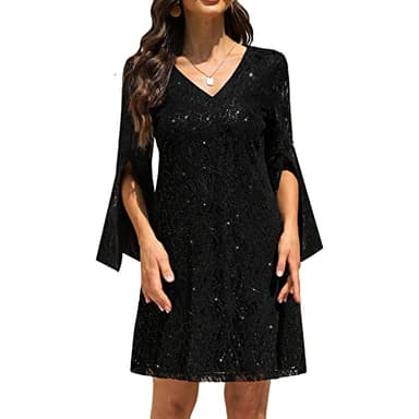 COOAN Wedding Guest Dresses for Women Women's Cocktail Dresses Formal Dresses for Women Lace Sequin Prom Dress - Image 1