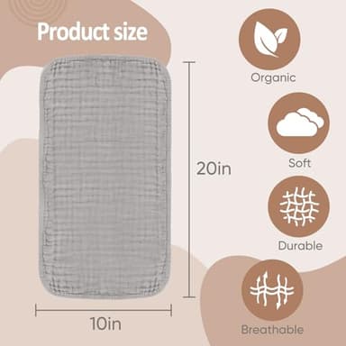 MIGIOL Muslin Burp Cloths 100% Cotton Pack of 12. Soft, Gentle & Absorbent Baby Burp Cloths for Baby Girl & Boys.(Gray 12 Pieces) - Image 2