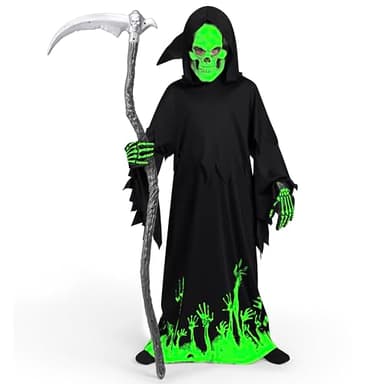 Spooktacular Creations Glow in the Dark Grim Reaper Costume for Boys, Halloween Costumes for Kids, Boys-3T(3-4yr) - Image 4