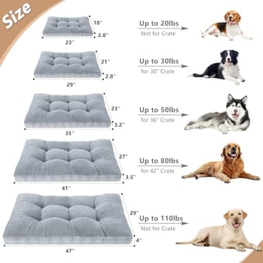 MIHIKK Washable XXL Dog Bed for Extra Large Dogs with Anti-Slip Bottom, Premium Foam Pet Pad for Crate for Large Medium Small Sized Puppies, 47" x 29" Gray - Image 4