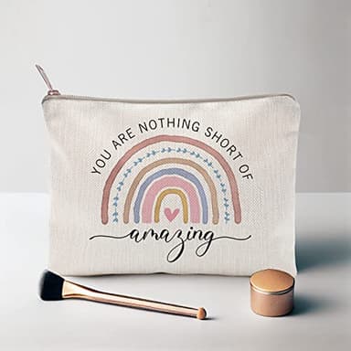You Are Nothing Short Of Amazing Makeup Case Rainbow Makeup Bag Gift Best Friend Gift Sister Birthday Gift Funny Quote For Besite - Image 4