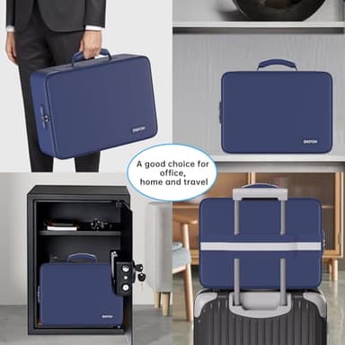 ENGPOW 5200℉ Fireproof File Organizer Bag with 13 Pocket Accordion File Folder,Document Organizer Box with Lock&Labels,Multi-Layer Portable Home Travel Safe Storage Box for Important Documents,Blue - Image 7