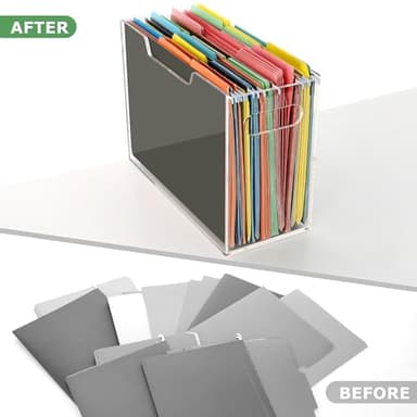 DINGHUO Acrylic Letter Size Hanging File Folder Organizer Box, Clear Portable File Storage Box with Handles, Desktop File Holder for Home, School -1 Pack - Image 5
