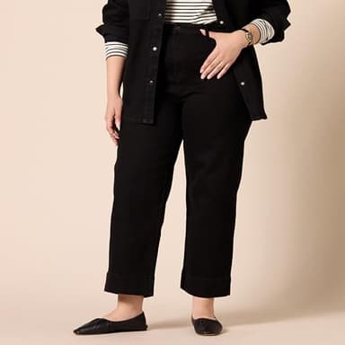 Amazon Essentials Women's High-Rise Regular-Fit Ankle-Length Wide-Leg Jean, Black, 0 - Image 5