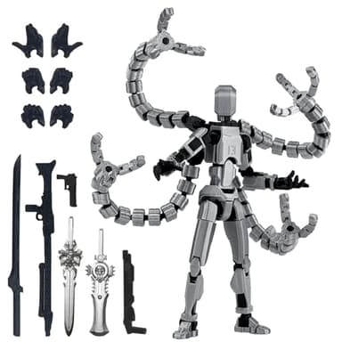 Already Assembled T13 Action Figure Accessories,T13 Multi-Jointed Movable,for Collectors Desktop Decorations t-13 Movability 3D Printed Toys (Gray) - Image 1