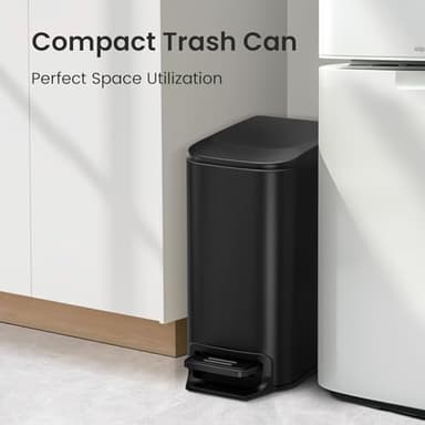 Cesun Small Bathroom Trash Can with Lid Soft Close, Step Pedal, 6 Liter / 1.6 Gallon Stainless Steel Garbage Can with Removable Inner Bucket, Anti-Fingerprint Finish (Matt Black) - Image 4