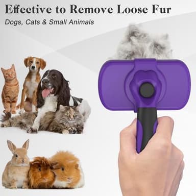Swihauk Self Cleaning Slicker Brush for Dogs & Cats, Skin Friendly Pet Grooming for Shedding, Deshedding, and Hair Removal - Puppy Brush for Long Haired Pets, Pet Supplies, Purple - Image 6