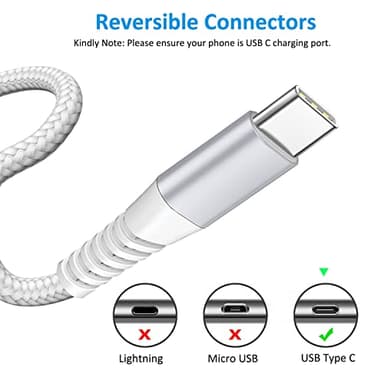 USB Type C Cable 6FT 2Pack Fast Charging Cable USB C Charger Phone Cord for Samsung Galaxy A01 A02s A03s A10e A11 A12 A13 A14 A20 A21 A32 A42 A52 A53 A50 A51 S21 S22, G7/G6, LG K51 Stylo 6 5 4 - Image 2