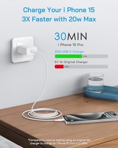 i Phone 17 16 15 Charger Fast Charging-20W USB C Power Brick with 6Ft Type C to C Cord for i Phone 17/17 Pro/17 Air/17 Pro Max/16/16 Pro/16 Plus/16 Pro Max/15 Series, i Pad Pro & More [3 Pack - Image 4
