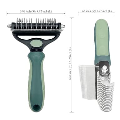 OldSerenWay Pet Grooming 2 in 1 Rake Comb Dog Undercoat Dematting Deshedding Brush Hair Removal Tool for Pets Removing Mats and Tangles (Small) - Image 3
