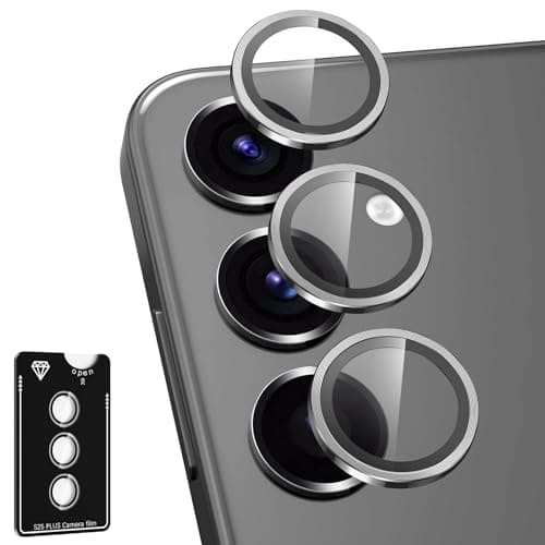 Avocase for Samsung Galaxy S25 Plus Camera Lens Protector, Individual Metal Ring Tempered Glass Lens Cover, [Strong Adsorption] Scratch Resistant Ultra-Thin HD Clear Lens Cover, 1 Set-Gray - Image 1