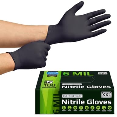 Inspire Black Nitrile Gloves HEAVY DUTY 6 Mil Chemical Resistant Medical Cooking Cleaning Disposable Glove - Image 7