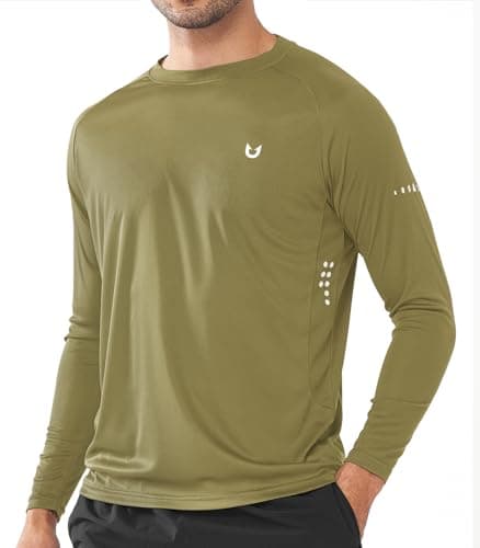 NORTHYARD Men's Sun Protection UPF 50+ Shirts Long Sleeve Swim Rash Guard Shirt Workout Running Athletic Gym UV Fish Hiking KHAKIGREEN XL - Image 1