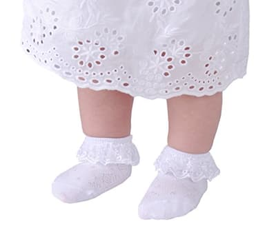 EPEIUS 6 Pair Pack Toddlers Baby-Girls Eyelet Frilly Lace Socks Princess Ankle Socks White/Pink/Ivory/Green/Purple/Grey 12-24 Months,Toddler Shoe Size 5-9 - Image 4