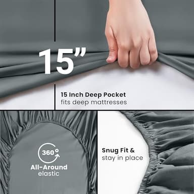 Utopia Bedding Queen Fitted Sheet - Bottom Sheet - Deep Pocket - Soft Microfiber - Shrinkage and Fade Resistant - Easy Care -1 Fitted Sheet Only (Grey) - Image 3