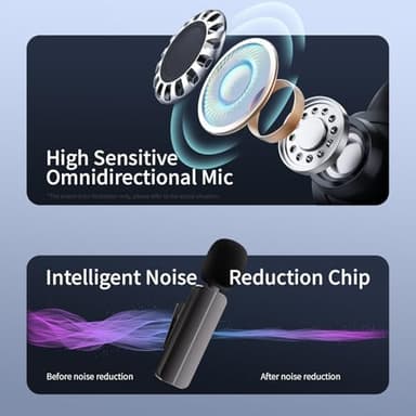 2 Pack Wireless Mini Lavalier Lapel Microphone for iPhone,Android Phone(2 in 1) - 65ft Cordless Clip on Dual Mics with Noise Reduction 6H Working Time for Video Recording Vlogging, YouTube,(Black) - Image 5