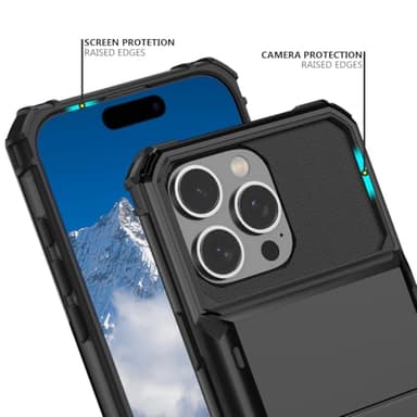 Nvollnoe Compatible with iPhone 16 Plus Case with Card Holder[Store 5 Cards] Dual Layer Heavy Duty Shockproof Wallet Case with Hidden Card Slot Large Storage Cover for Men&Women 6.7 inch(Black) - Image 4