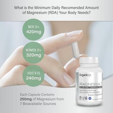 Organixx Magnesium Glycinate Supplement for Support Sleep, Muscle & Heart Health, 7 Type Magnesium Complex with Vitamin B6, Manganese Citrate, Gluten Free, Vegan, Non GMO, High Absorption, 60 Capsules - Image 3