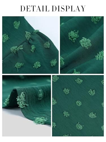 MASCOMODA Womens Boho Swiss Dot Maxi Dresses Wrap V Neck Flutter Short Sleeve Solid Tie Belt A Line Tiered Flowy Long Dress(Dark Green,Small) - Image 5