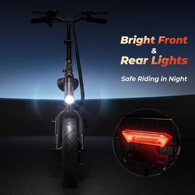 iScooter F3 Electric Scooter with Seat, 28 MPH Top Speed & 37 Miles Range, 1000W Powerful Motor, 10'' Pneumatic Tire Scooters for Adults, Adjustable Seat & Handlebar E-Scooter for Adults with Seat - Image 6