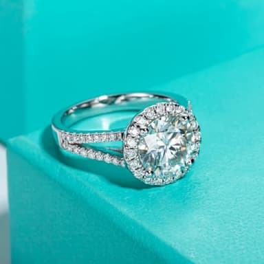 AnuClub 3.8cttw Round Cut Halo Moissanite Engagement Rings D Color VVS1 Round Cut 925 Sterling Silver Anniversary Wedding Promise Ring for Women Size 5.5 - Image 6