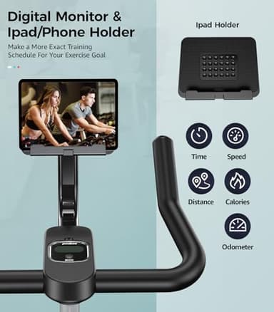 Exercise Bike Adjustable Resistance Cardio Workout Indoor Fitness Bike w/LCD Monitor Adjustable Seat Straps Foot Pads Home Office Fitness Training Workout - Image 7