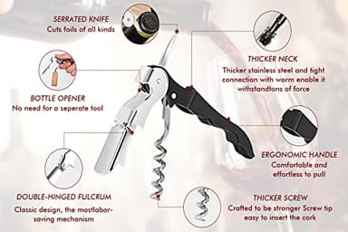 Kit-Home Professional Waiter Corkscrew Wine Openers Set (4 PCS),Upgraded with Heavy Duty Stainless Steel Hinges Wine Key for Restaurant Waiters, Sommelier, Bartenders - Image 3
