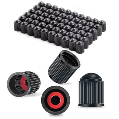 Mewqune Tire Valve Caps, Plastic & Rubber, Universal Fit, Black, 60 PCS, Dustproof, Car, Truck, SUV, Motorcycle, E-Bikes & Bikes - Image 1
