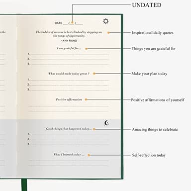 The Gratitude Journal - A Few Minutes a Day for More Happiness, Optimism, Affirmation & Reflection - An Effective Manifestation Guide Journal, Undated Daily Journals for Women & Men (Earth Green) - Image 4