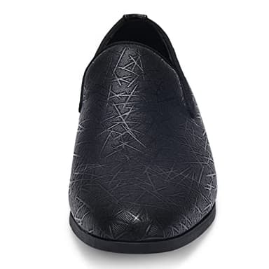 UUBARIS Mens Loafers Dress Slip On Driving Wedding Party Shoes Line Black Size 7 - Image 2