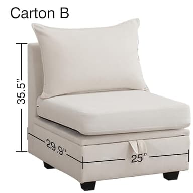 Sofivelle Middle Module for Modular Sectional Sofa, with Storage, Convertible U Shaped Sectional Couch for Living Room, High Density Memory Foam, Beige - Image 3