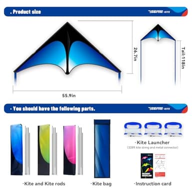 SGftre Delta Kite Three Set for Kids and Adults,Easy to Fly Adult Kites,Perfect Family Kite for Parks and Beach, Delta Kites for Fun Outdoor Activities - Image 6