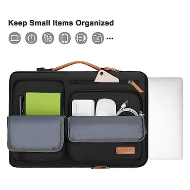 MOSISO 360 Protective Laptop Shoulder Bag,17-17.3 inch Computer Bag Compatible with MacBook, HP, Dell, Lenovo, Asus Notebook,Side Open Messenger Bag with 4 Zipper Pockets&Handle, Black - Image 2